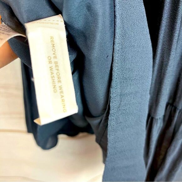 NWOT Women’s Ann Taylor LOFT A-Line Boho Dress Bell Sleeves XS Blue/Gray Peasant - Picture 8 of 8